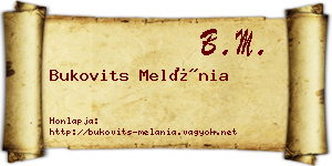 Bukovits Melánia névjegykártya